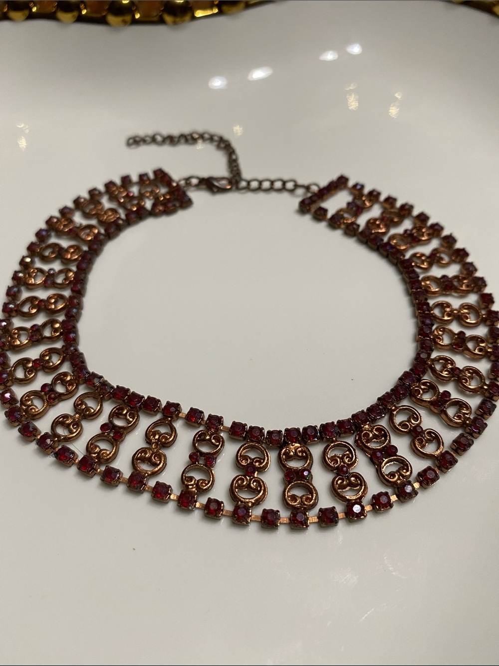 Antique Red Crystal Filigree choker - Picture 2 of 9